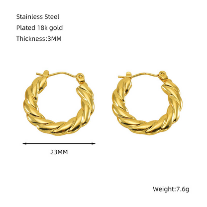 18K Gold-Plated Hoop Earrings Set 6 Pairs