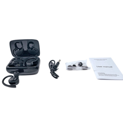 Wireless Earhook In-Ear Earphones with Digital Display, Black