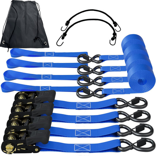 15-Piece Ratchet Straps Heavy Duty 15 FT / 2200 LB