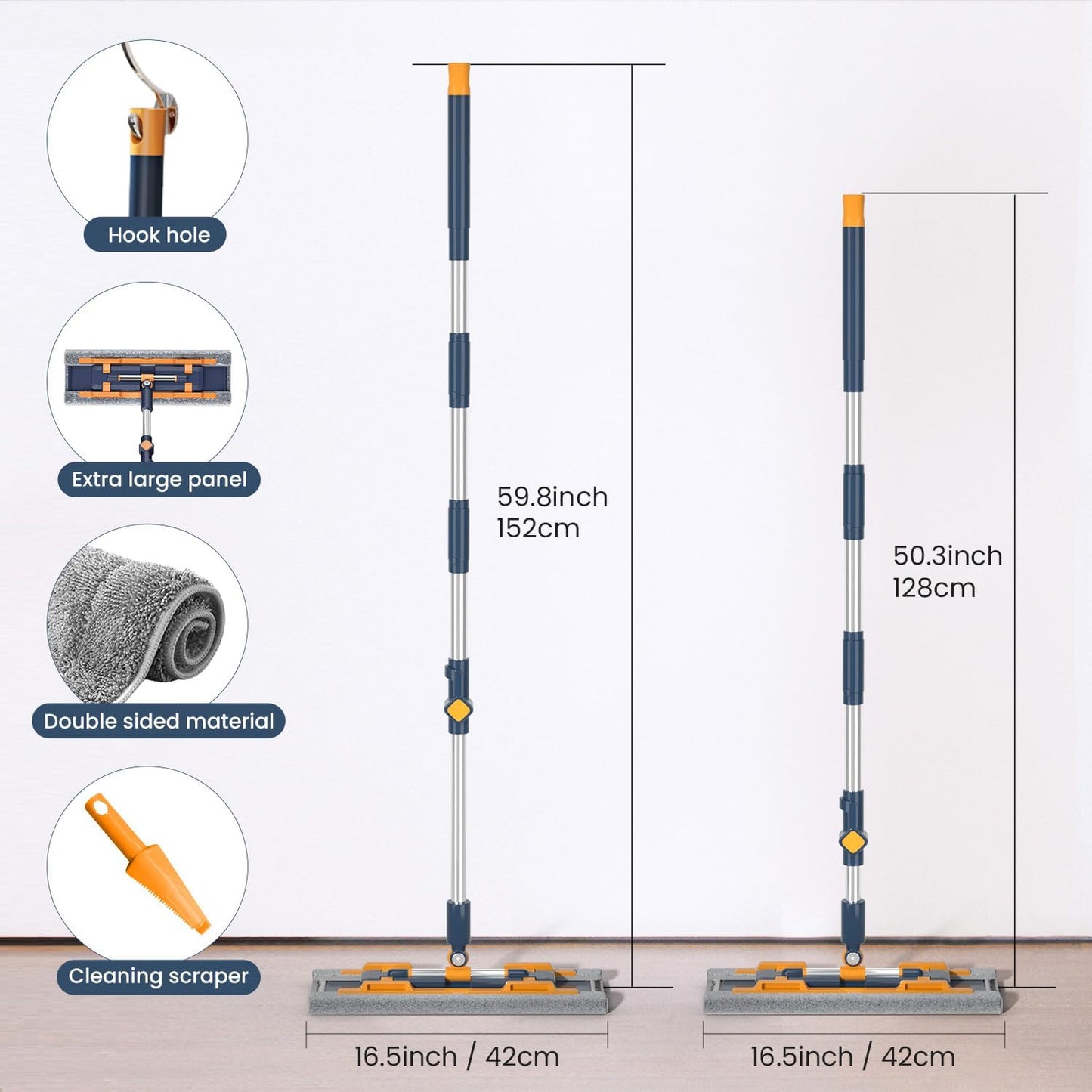 18" Microfiber Flat Mops for Floor Cleaning