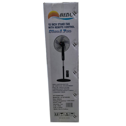 3 Speeds Control Stand Fan 18 Inch with Remote Control, Black