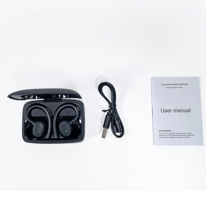 Wireless Earhook In-Ear Earphones with Digital Display, Black