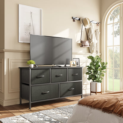 Dresser for Bedroom with 5 Drawers, Black