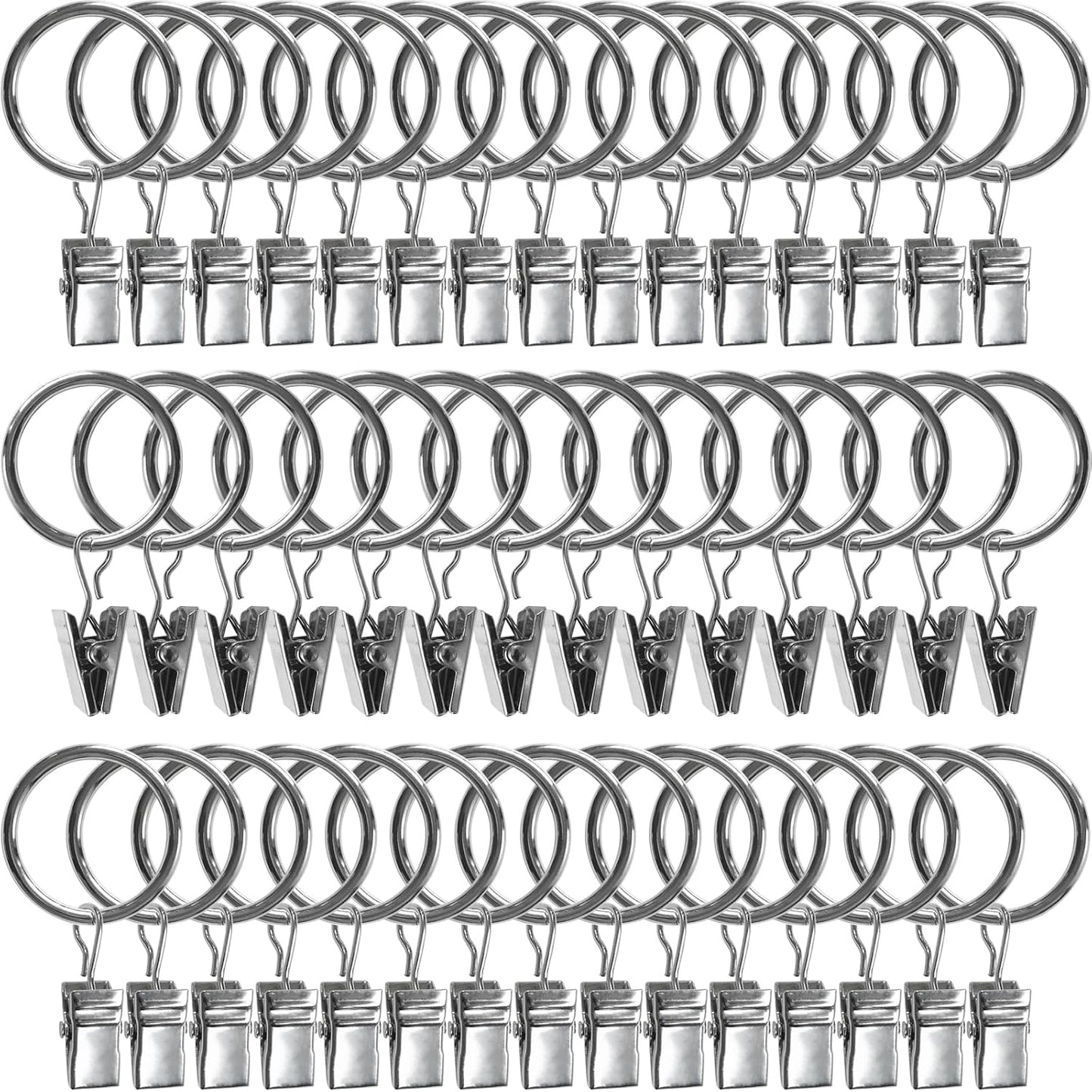 Metal Curtain Rings with Clips 40 Units (3 Color Options)
