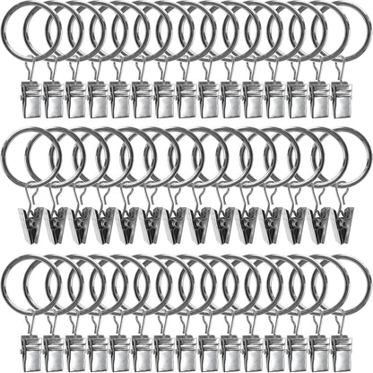 Metal Curtain Rings with Clips 40 Units (3 Color Options)