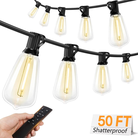 25+1 ST38 LED Bulb 50FT LED Outdoor String Lights with Remote