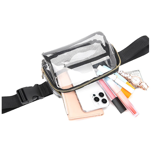 Clear Belt Bag with Adjustable Strap, Black
