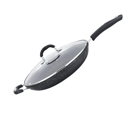 Extra Large Frying Pan with Lid 34cm 13.4 Inch, Granitestone Coating Gray