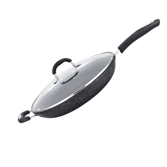 Extra Large Frying Pan with Lid 34cm 13.4 Inch, Granitestone Coating Gray
