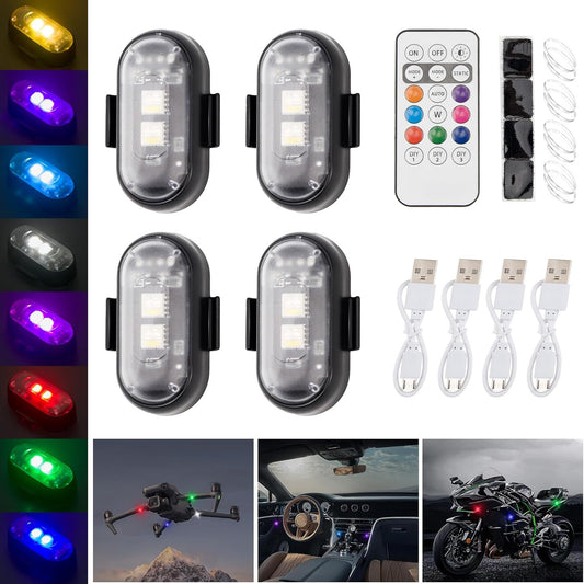 4PCS Wireless LED Strobe Lights with Remote Control