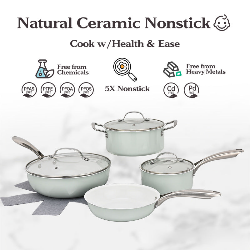 7-piece Ceramic Cookware Sets, Blue