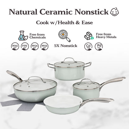 7-piece Ceramic Cookware Sets, Blue