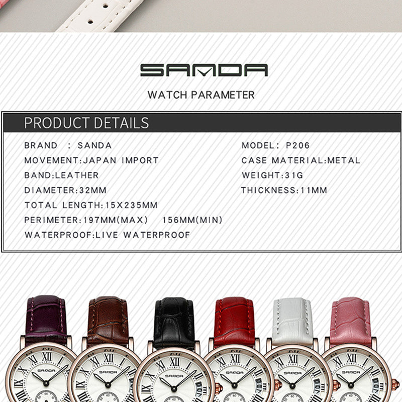 Fashion Casual Ladies Watch Leather Strap