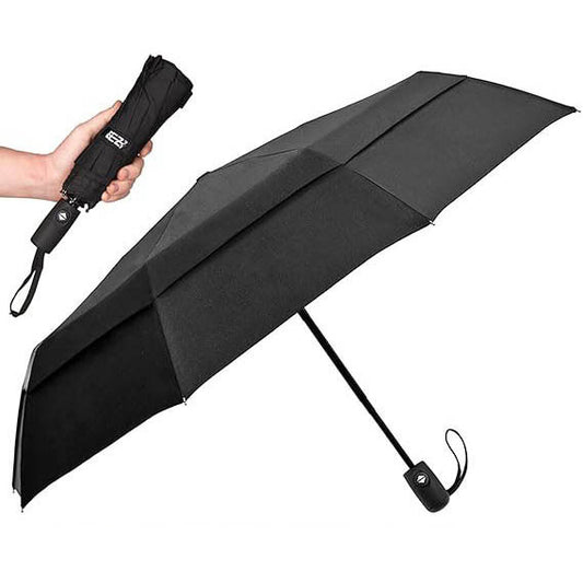 Strongest Windproof Travel Umbrella 21 Inch, Black