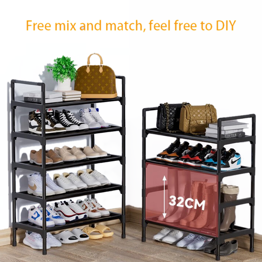 Stackable Shoe Shelf 4 Layer / 6 Layer, Black (2 Options)