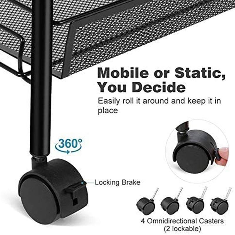 4 Tier Rolling Utility Storage Rack Cart on Wheels