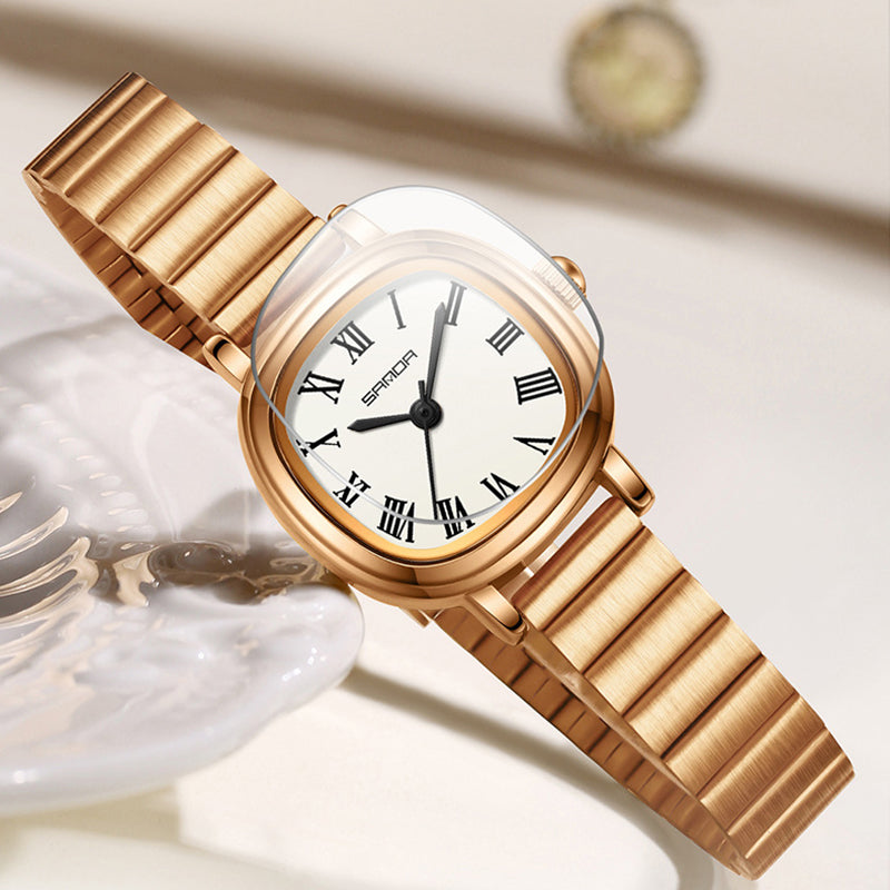 Women's Vintage Gold Watch with Square Dial, Gold