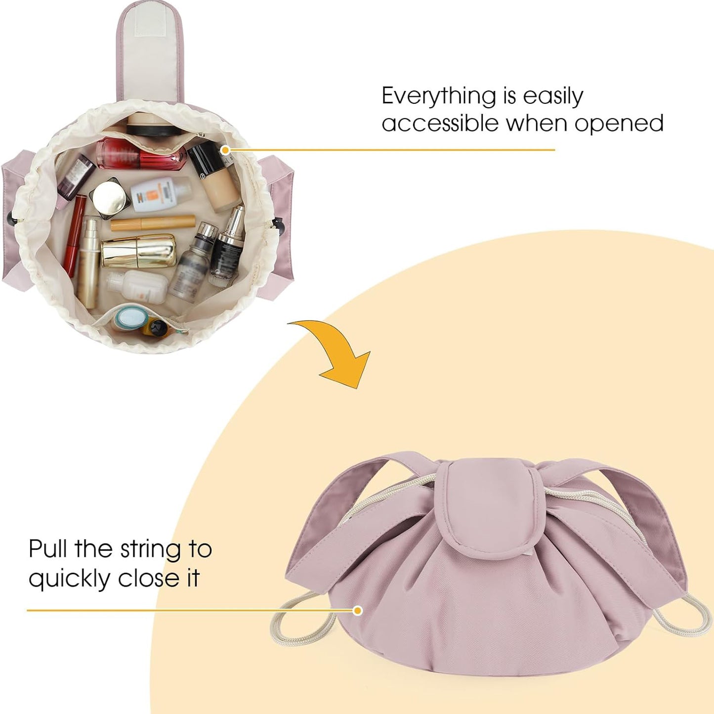 Barrel Drawstring Makeup Bag, Pink