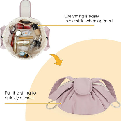 Barrel Drawstring Makeup Bag, Pink