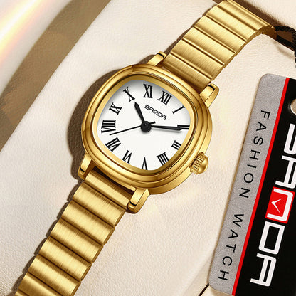 Women's Vintage Gold Watch with Square Dial, Gold