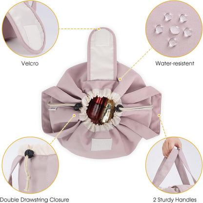 Barrel Drawstring Makeup Bag, Pink