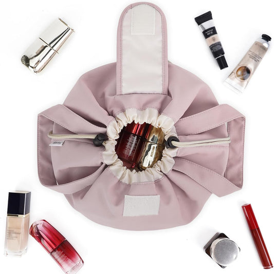 Barrel Drawstring Makeup Bag, Pink