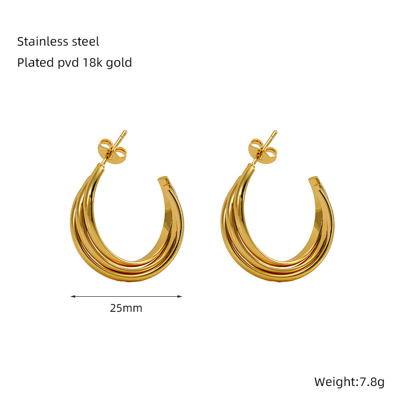 18K Gold-Plated Hoop Earrings Set 6 Pairs