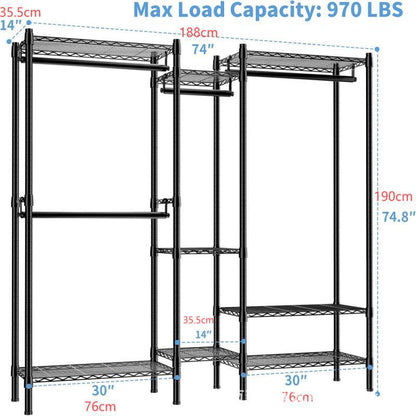 Large Portable Closet Rack 74"x14"x74.8"