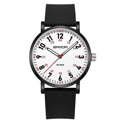 Women's Quartz Watch Silicone Strap, Black