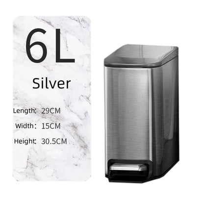 Stainless Steel Trash Can with Lid Soft Close 6L  / 1.6 Gallon (2 Color Options)