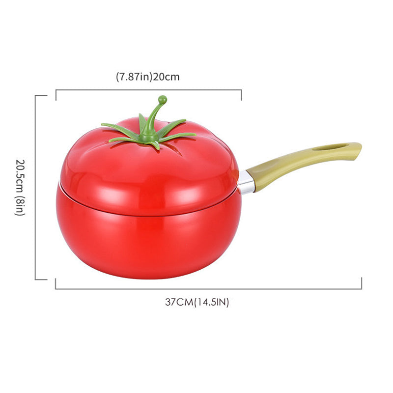Fruit Tomato Shape Saucepot with Lid Cooker Aluminum, Red