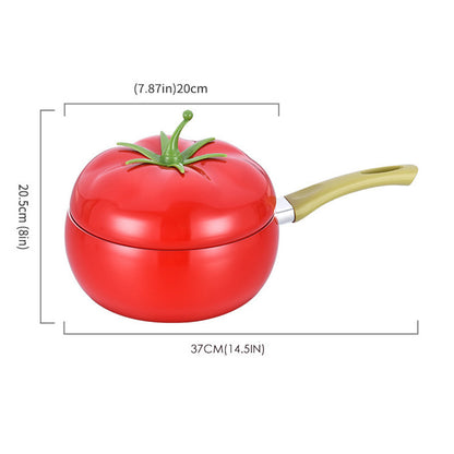 Fruit Tomato Shape Saucepot with Lid Cooker Aluminum, Red