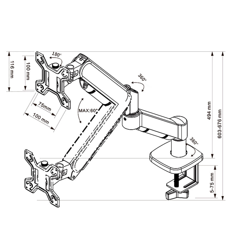 Single Monitor Wall Mount for 17-32 Inch Ultrawide Screens