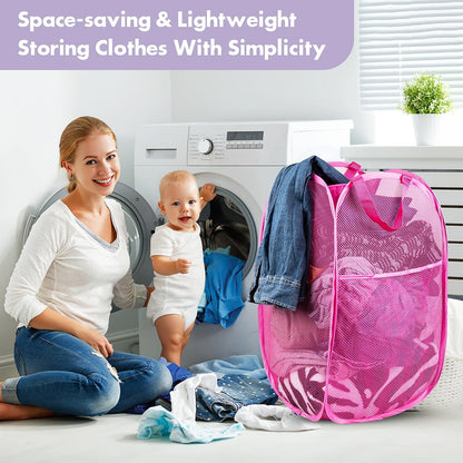 Mesh Pop up Laundry Hamper with Portable Handles 2 Units (2 Color Options)
