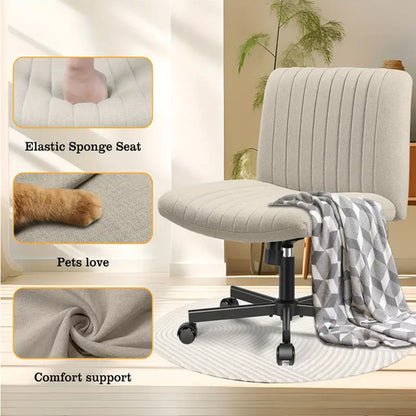 Cross Chair Comfy Armless Cross Legged Office Chair, Beige