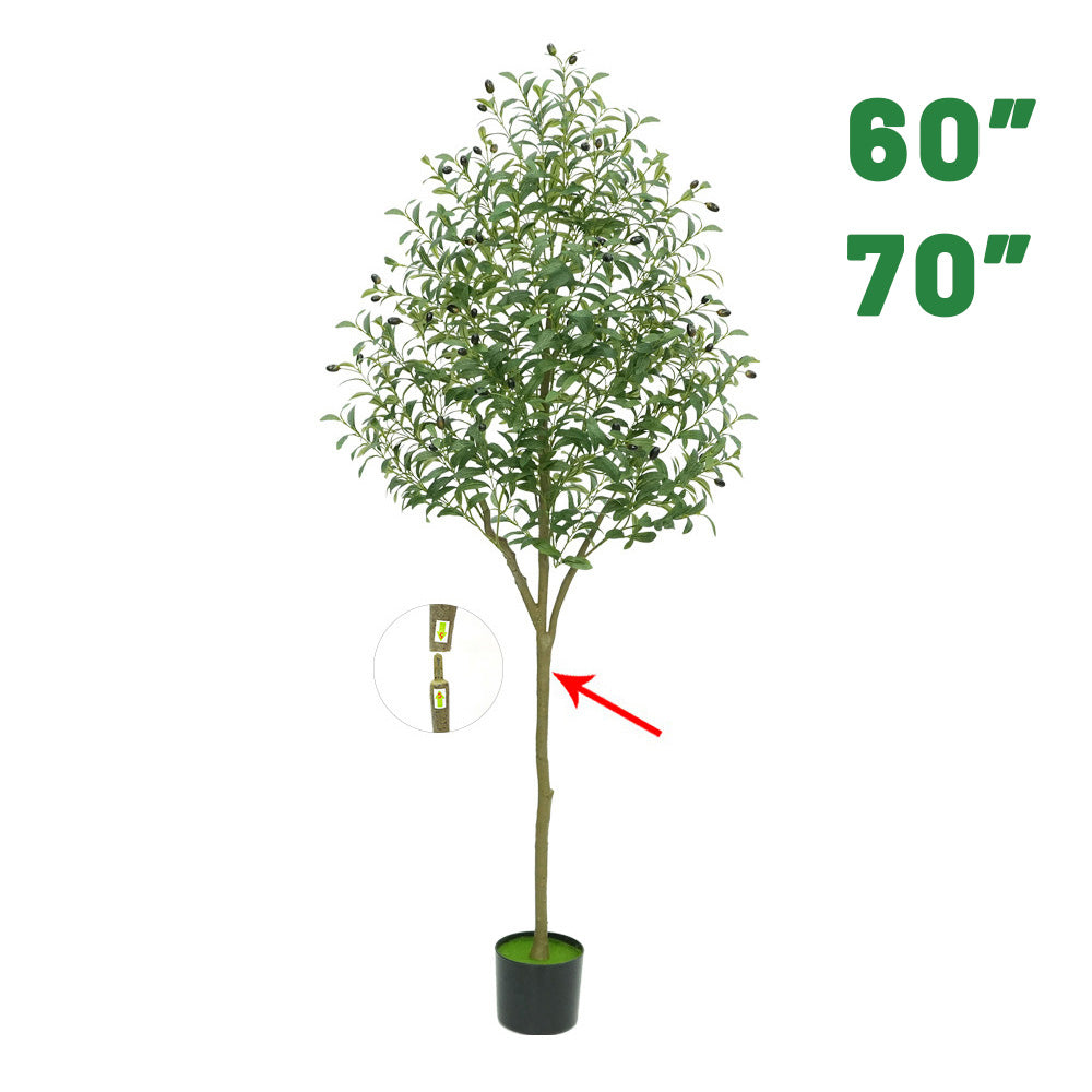60 / 70 inches Olive Trees Artificial Indoor with Lifelike Leaves & Natural Wood Trunk