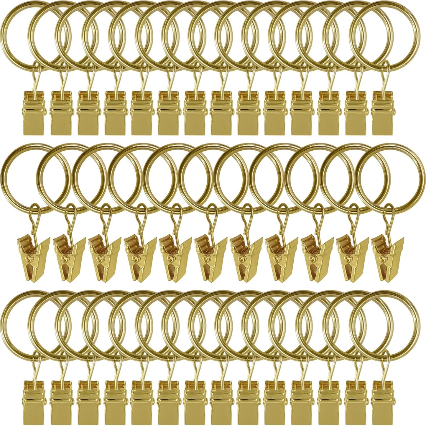 Metal Curtain Rings with Clips 40 Units (3 Color Options)