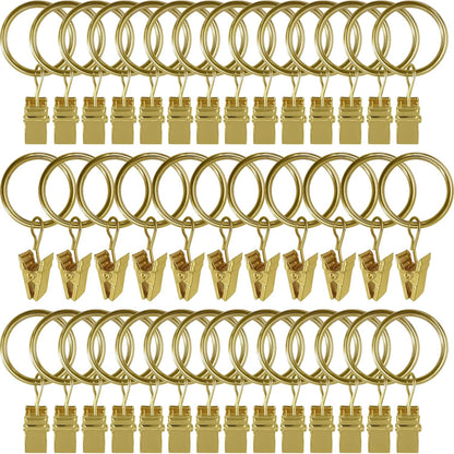 Metal Curtain Rings with Clips 40 Units (3 Color Options)