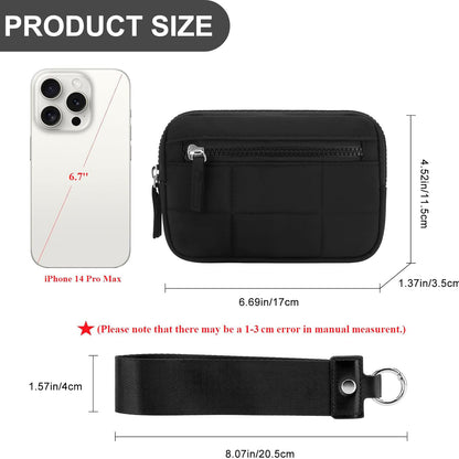 Small Wristlet Wallet Nylon with 3 Zipper Pockets Back