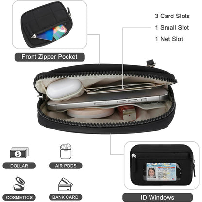Small Wristlet Wallet Nylon with 3 Zipper Pockets Back