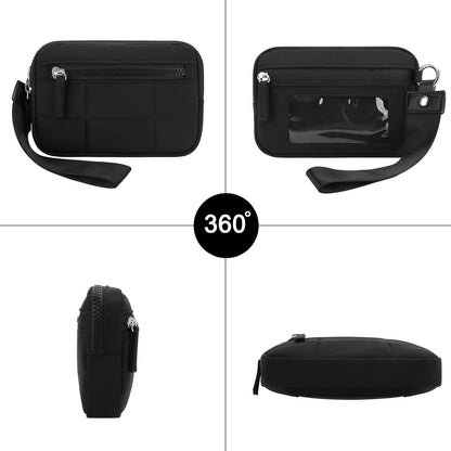 Small Wristlet Wallet Nylon with 3 Zipper Pockets Back