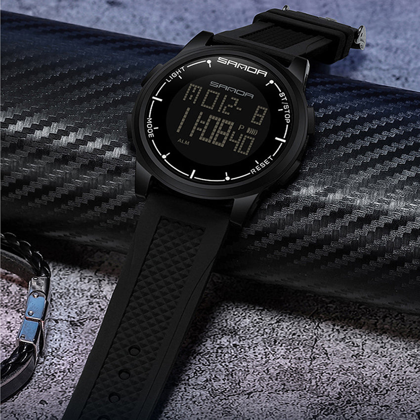 Simple Electronic Watch Men's Digital Wristwatch, Black