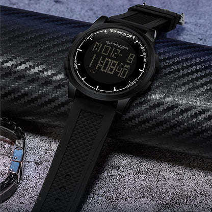 Simple Electronic Watch Men's Digital Wristwatch, Black