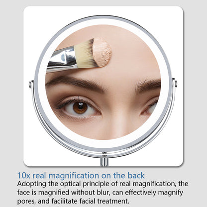 Lighted Makeup Mirror 1x/10x Magnifying with 3 Color