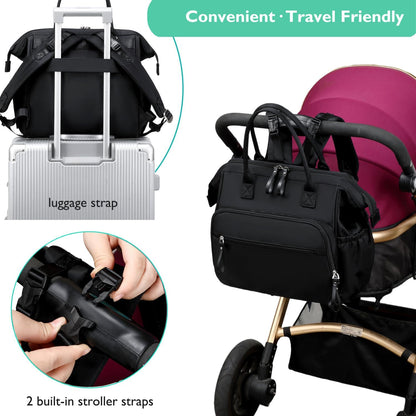 Convertible Diaper Bag Tote, Black