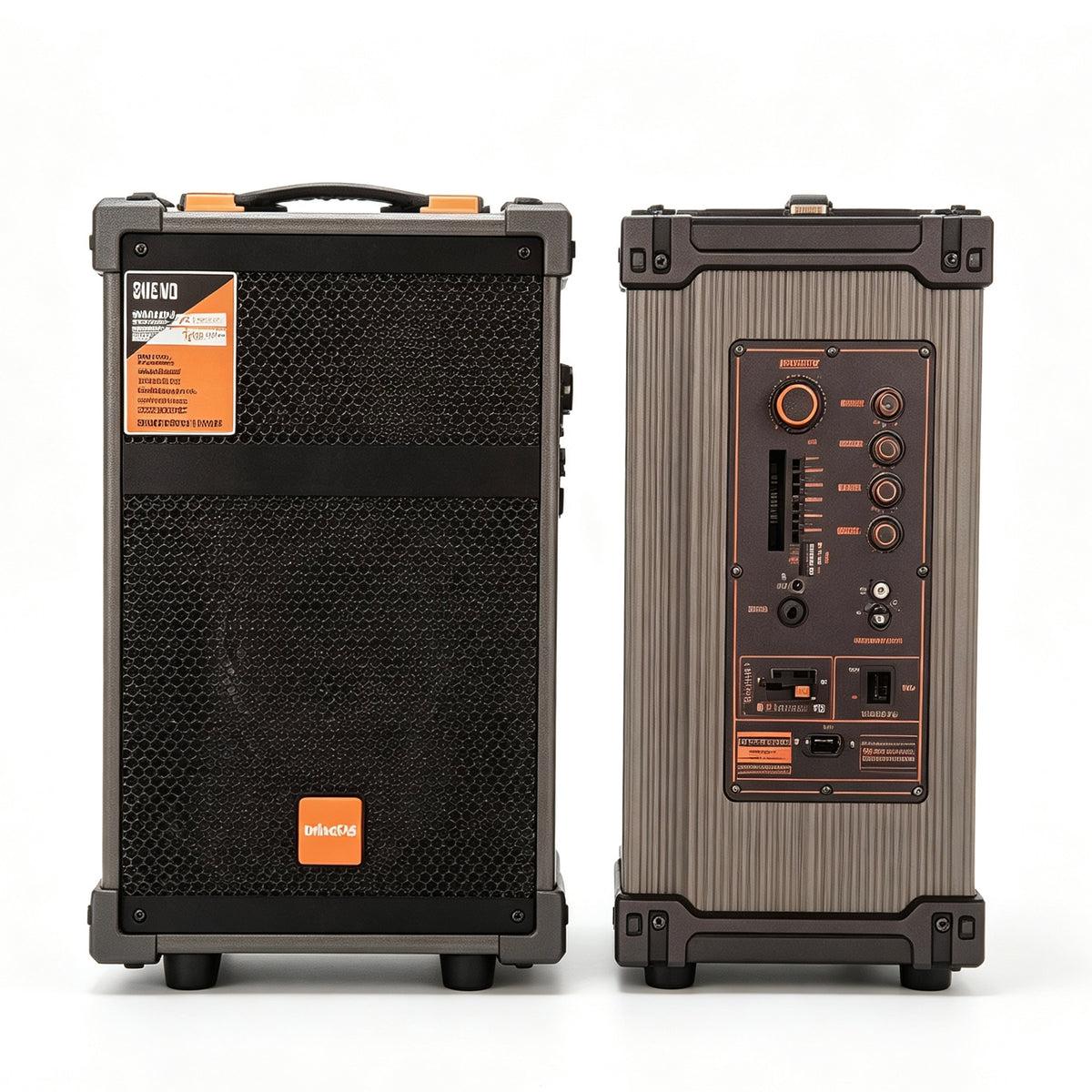 NDR-C8 8 Inch Wooden Bluetooth Party Speaker, 2 Wireless Microphones & Remote Control, Outdoor Karaoke Speaker