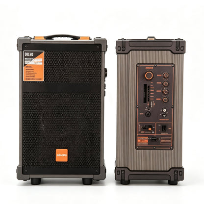 NDR-C8 8 Inch Wooden Bluetooth Party Speaker, 2 Wireless Microphones & Remote Control, Outdoor Karaoke Speaker