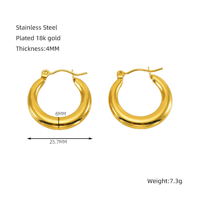 18K Gold-Plated Hoop Earrings Set 6 Pairs