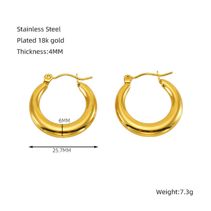 18K Gold-Plated Hoop Earrings Set 6 Pairs