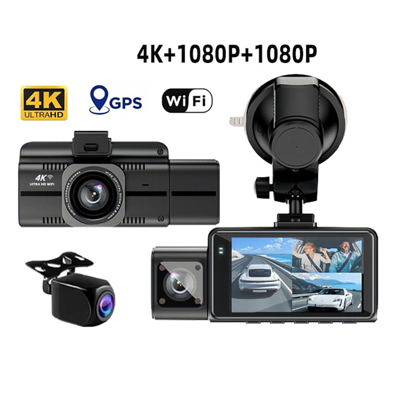 4K Full HD Dash Cam Front Rear Included 128GB Card Built-in Wi-Fi GPS